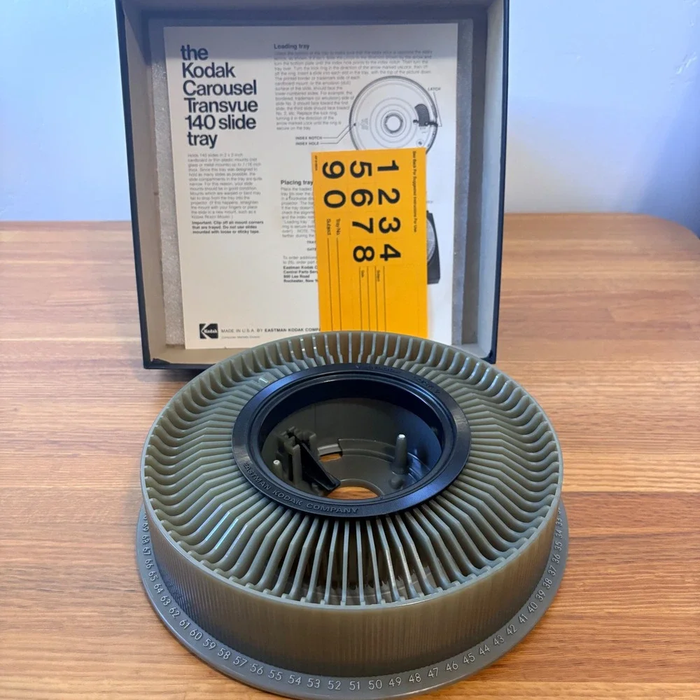 Kodak Carousel Transvue 140 Slide Tray CAT 104 6044 Vintage Lot of 2 AS IS